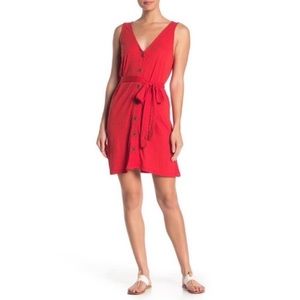 Sanctuary Red Lava Button Front Tie Dress sz L